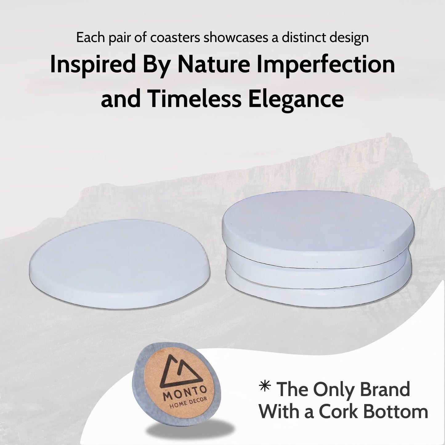 Magic Coasters - Coasters Set of 4, Diatomaceous Earth Stone Coasters for Instant Drying, Both Sustainable & Stylish (Midnight Peak)